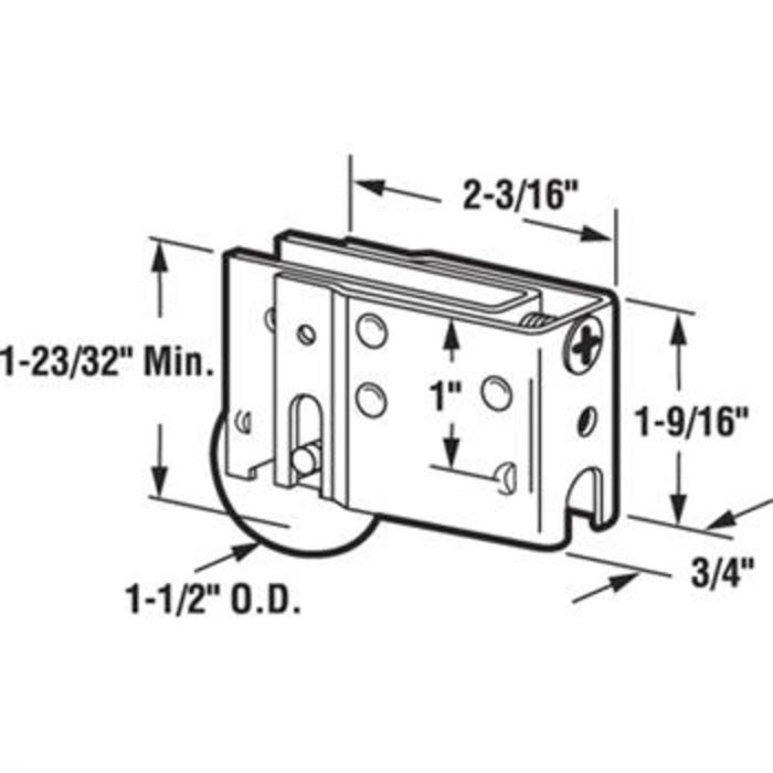 Sliding Glass Patio Door 1 - 1/2" Steel Ball Bearing Roller With 3/4" Wide Housing for Harcar Doors - Reflect Window & Door