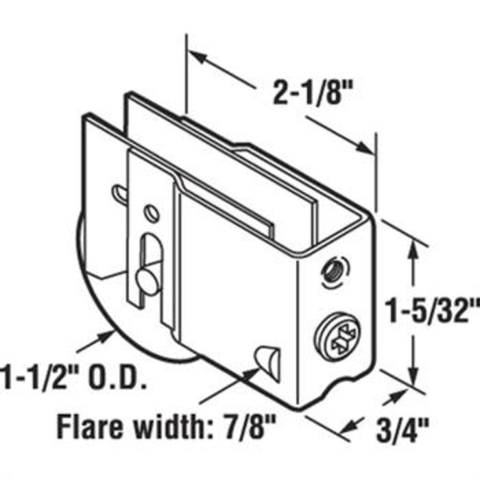 Sliding Glass Patio Door 1 - 1/2" Steel Ball Bearing Roller With 3/4" Wide x 1 - 3/16" High Housing - Reflect Window & Door