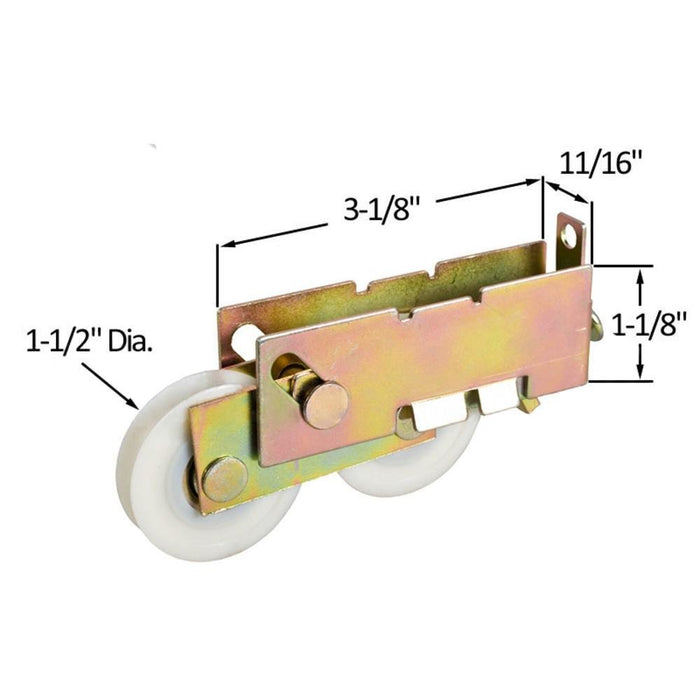 Sliding Glass Patio Door 1 - 1/2" Tandem Nylon Ball Bearing Roller With 11/16" Wide Housing - Reflect Window & Door