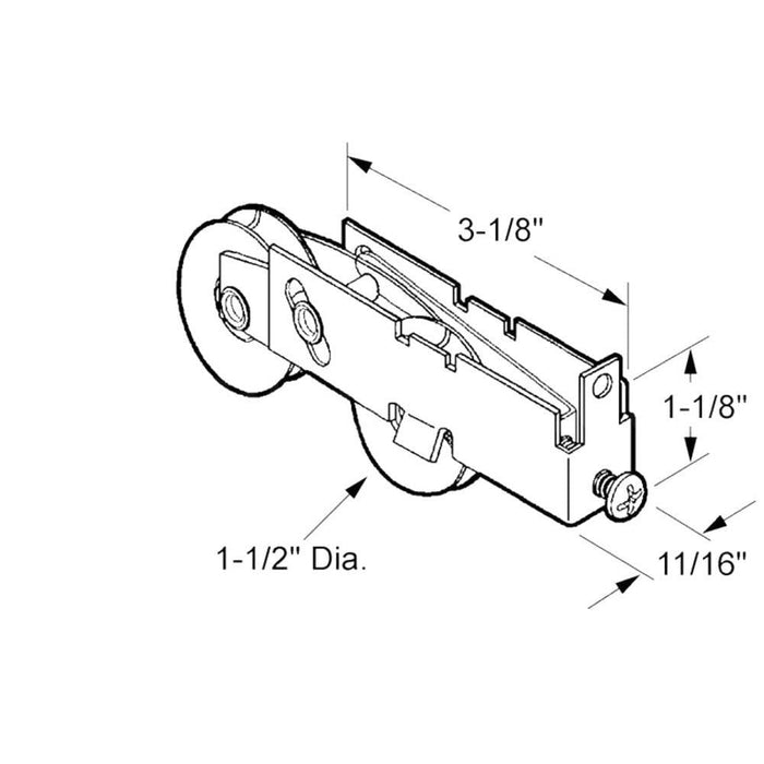 Sliding Glass Patio Door 1 - 1/2" Tandem Nylon Ball Bearing Roller With 11/16" Wide Housing - Reflect Window & Door