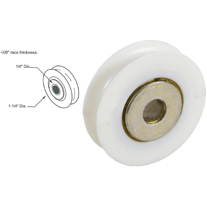 Sliding Glass Patio Door 1-1/4" Diameter x 3/8" Wide Nylon Ball-Bearing Replacement Roller - Reflect Window & Door