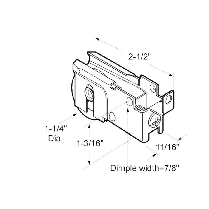 Sliding Glass Patio Door 1 - 1/4" Steel Ball Bearing Roller With 11/16" Wide Housing - Reflect Window & Door