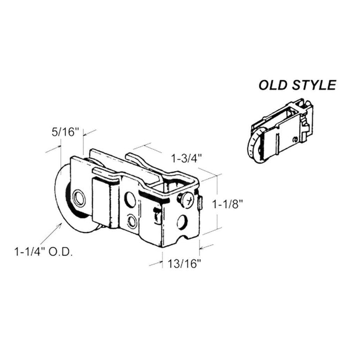 Sliding Glass Patio Door 1 - 1/4" Steel Ball Bearing Roller With 13/16" Wide Housing - Reflect Window & Door