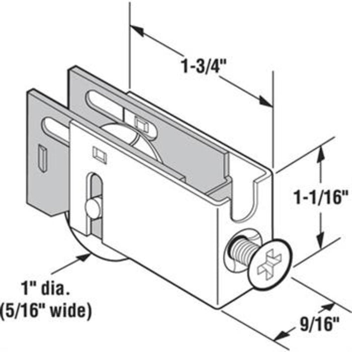 Sliding Glass Patio Door 1" Steel Ball Bearing Roller With 9/16" Wide Housing - Reflect Window & Door