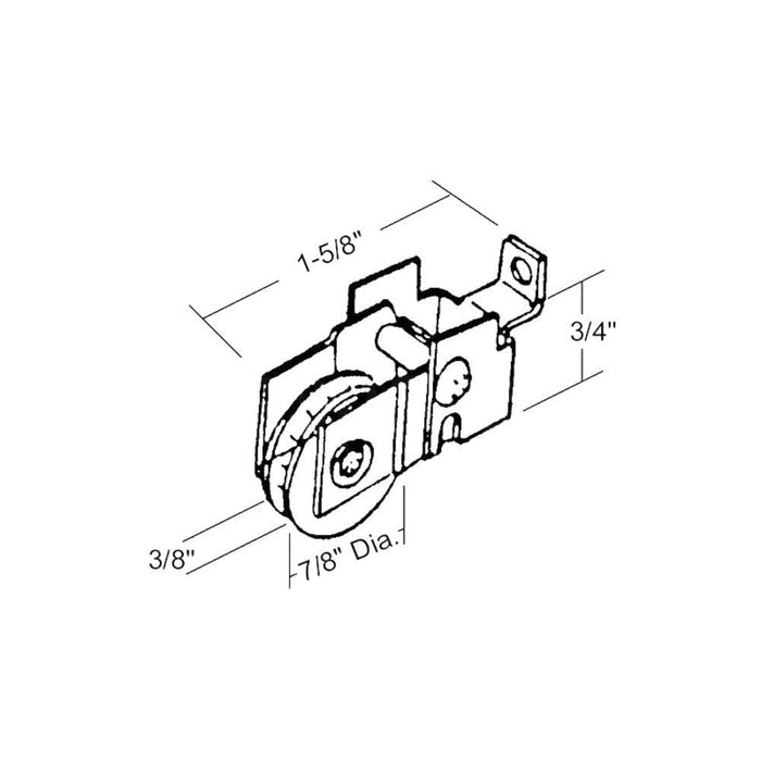 Sliding Glass Patio Door 7/8" Nylon Ball Bearing Roller With 3/8" Wide Housing - Reflect Window & Door