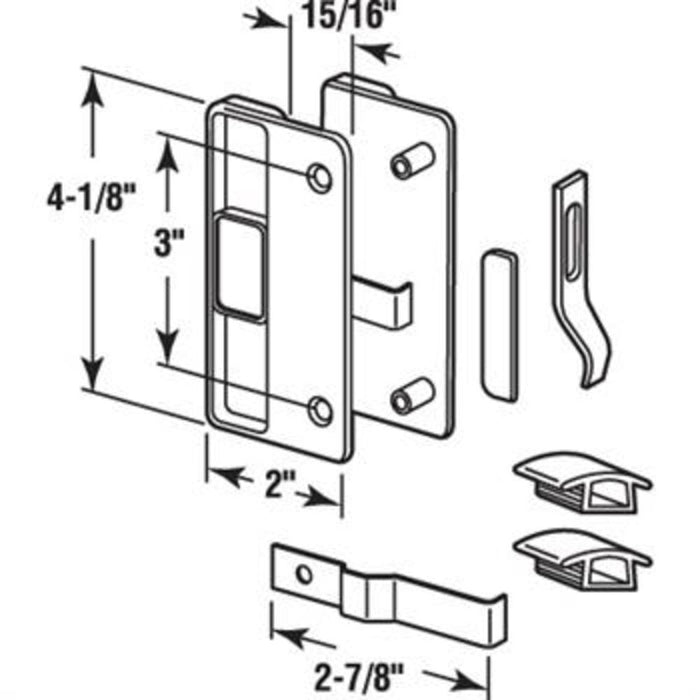 Sliding Patio Screen Door Latch and Pull with 3" Screw Holes for 1/2" Thick Columbia Series 4000 Doors - Reflect Window & Door