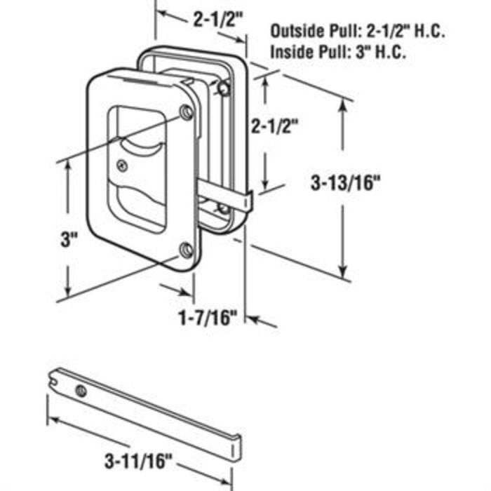 Sliding Patio Screen Door Latch and Pull With 3" Screw Holes - Reflect Window & Door