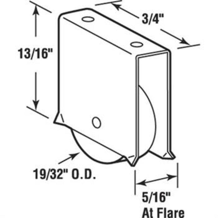 Sliding Window 19/32" Flat Edge Nylon Roller With 5/16" Wide Housing - Reflect Window & Door