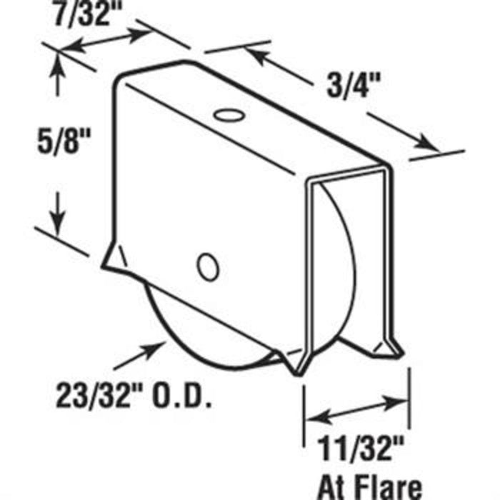 Sliding Window 23/32" Flat Edge Nylon Roller With 11/32" Wide Housing - Reflect Window & Door