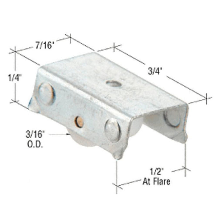 Sliding Window 3/16" Flat Edge Nylon Roller With 1/2" Wide Housing - Reflect Window & Door