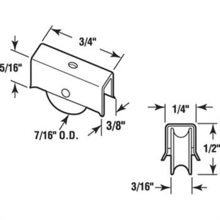 Sliding Window 7/16" Nylon Roller With Center Groove Wheel in a 3/8" Wide Housing - Reflect Window & Door