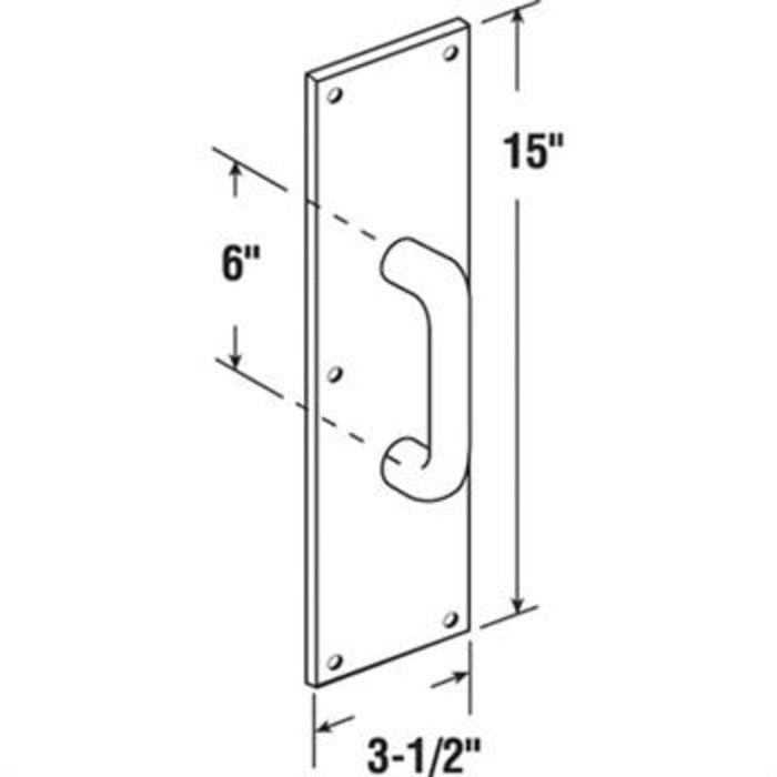 Solid Handle 6" Round Pull With 15" Plate - Aluminum - Reflect Window & Door