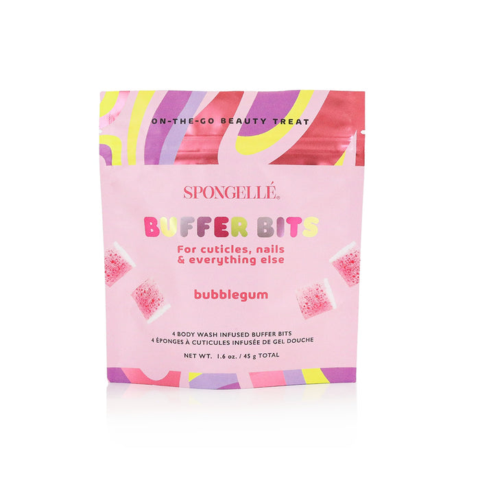 SPONGELLÉ Bubblegum Buffer Bits body wash sponges for cuticles and nails, 4-pack