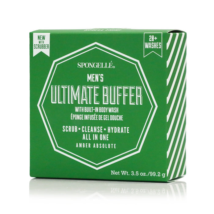Spongellé Men's Ultimate Buffer with built-in body wash in Amber Absolute scent, 3.5 oz