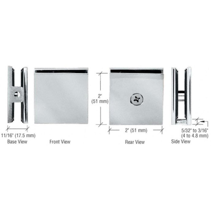 Square Style Hole - in - Glass Fixed Panel U - Clamp - Reflect Window & Door