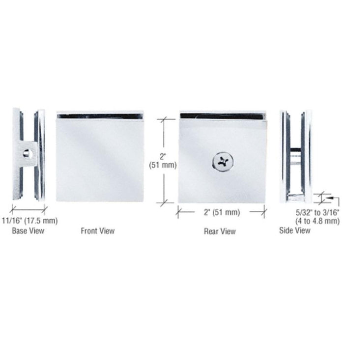 Square Style Hole - in - Glass Fixed Panel U - Clamp - Reflect Window & Door