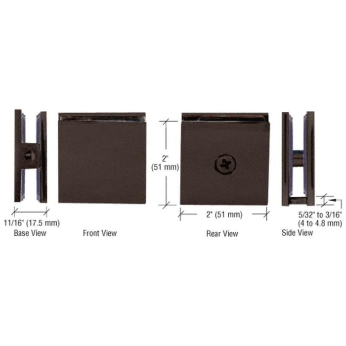 Square Style Hole - in - Glass Fixed Panel U - Clamp - Reflect Window & Door