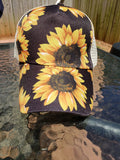 Sunflower criss cross ponytail hat