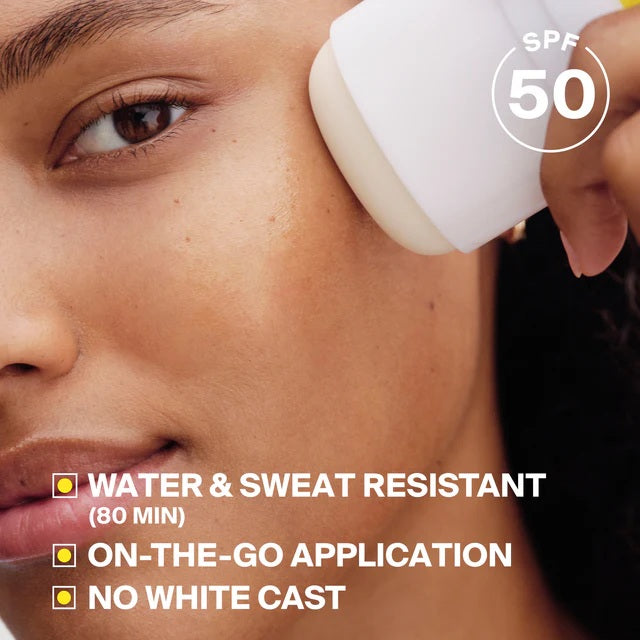 Supergoop! PLAY Everyday Sunscreen Stick SPF 50 being applied to face