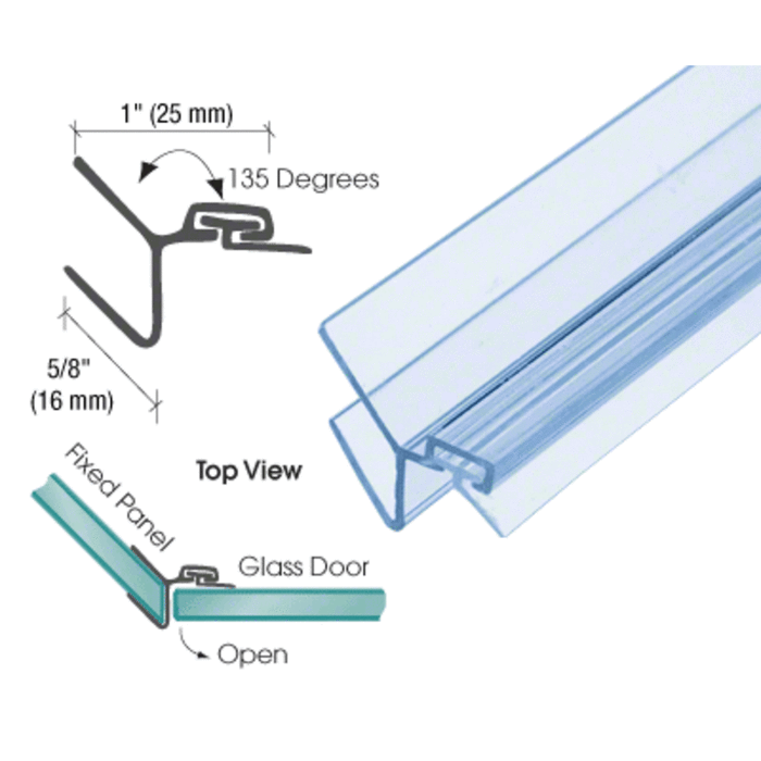 Swinging Shower Door Clear Polycarbonate 135 Degree Strike Jamb - Reflect Window & Door
