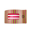 TELETIES Summer Crush Large Flat Rectangle Hair Clip in pink, lime and cream stripes