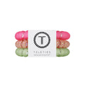 TELETIES Summer Crush Large Hair Ties in pink, striped, and green colors with branded packaging