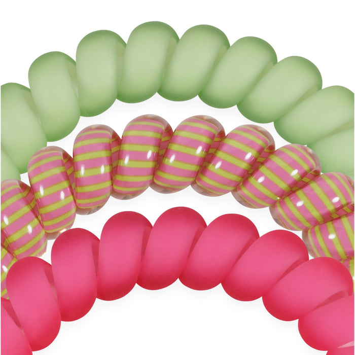 TELETIES Summer Crush Large Hair Ties in pink, lime green, and striped patterns