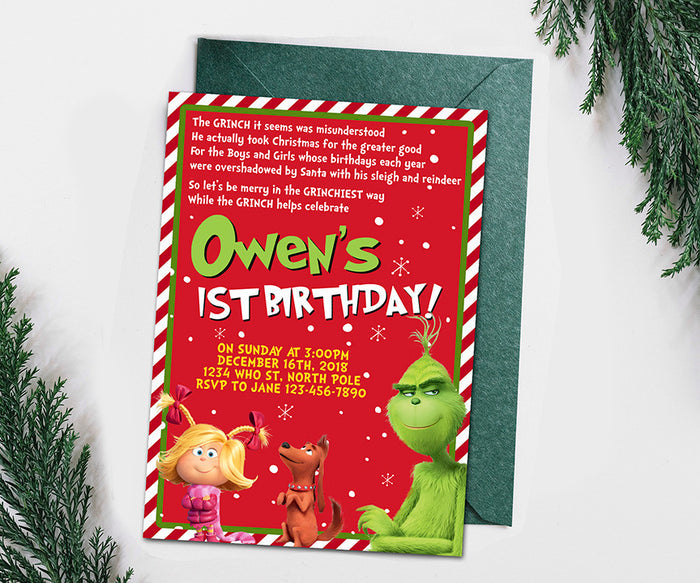 The Grinch Birthday Party Invitation