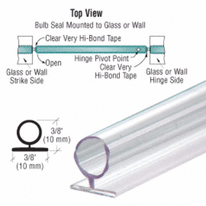 Swinging Shower Door Large Translucent Vinyl Bulb Seal - Reflect Window & Door