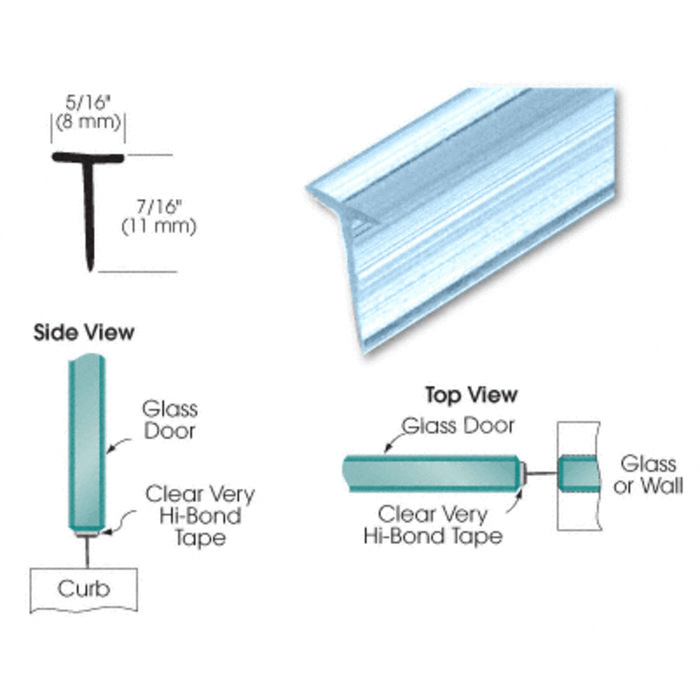 Swinging Shower Door Translucent Vinyl Edge "T" Wipe - Reflect Window & Door
