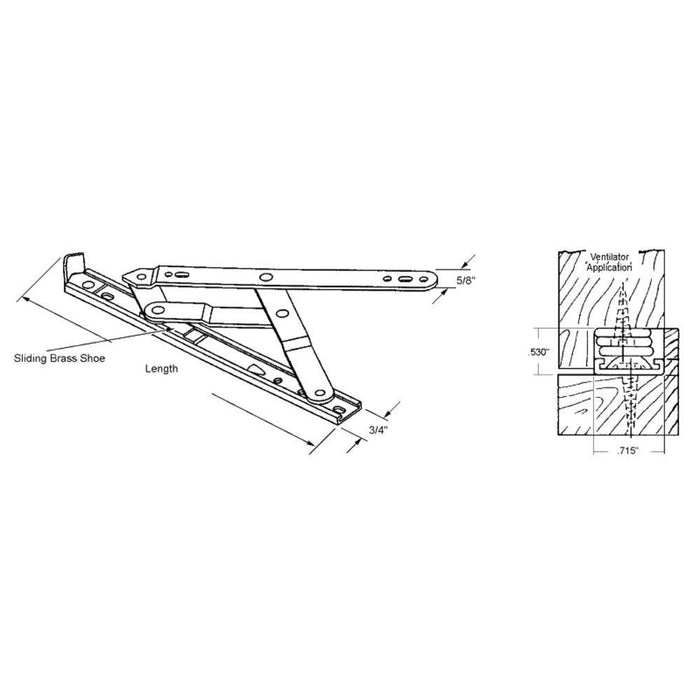 Truth Hardware 10" 4 - Bar Window Hinge for Awning & Casement Windows – Heavy - Duty Replacement Window Hinge - Reflect Window & Door