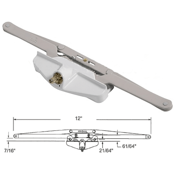 Truth Hardware 12" White Roto Gear Awning Window Operator - Reflect Window & Door