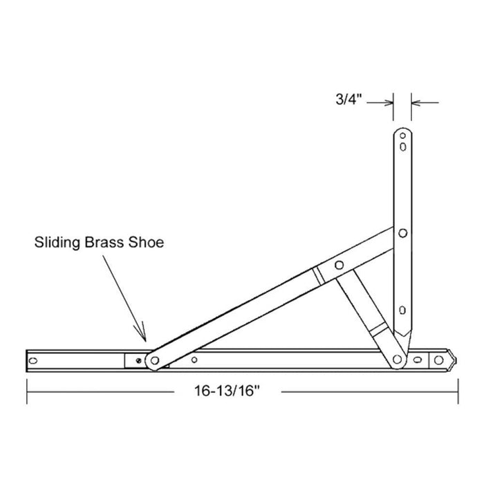 Truth Hardware 16 - 13/16" Stainless Steel 4 - Bar Egress Casement Window Hinge – Heavy - Duty Replacement Window Hinge - Reflect Window & Door