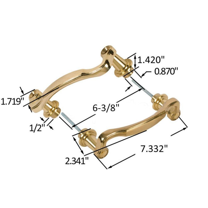 Truth Hardware Brass Pull Handle – 6 - 3/8" Hole Spacing – Replacement Door Handle - Reflect Window & Door