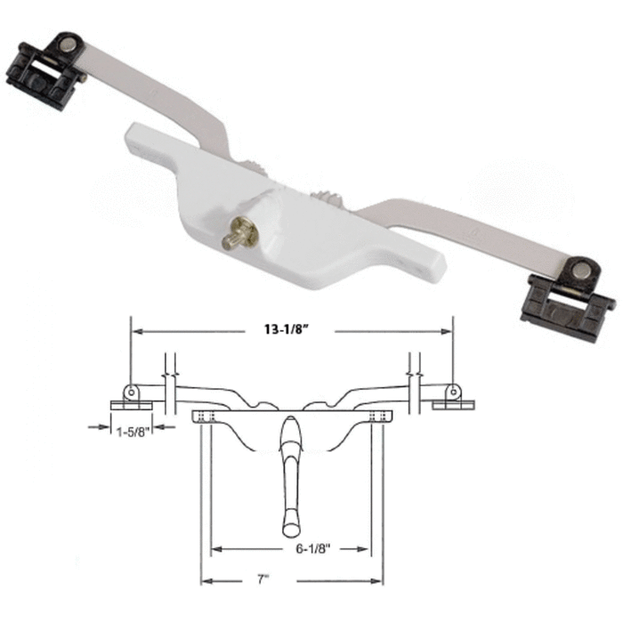 Truth Hardware Front Mount 13-1/8" Pivot Shoe Roto Awning Window Operator - White - Reflect Window & Door