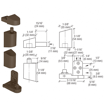 United States Aluminum Commercial Door Offset Pivot Set - Reflect Window & Door
