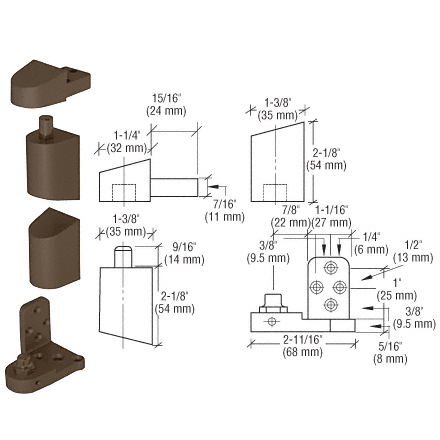 United States Aluminum Commercial Door Offset Pivot Set - Reflect Window & Door