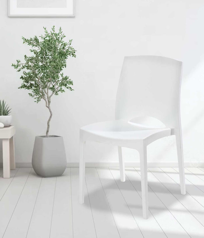 Uratex Monoblock Brooklyn Chair in white, angled view
