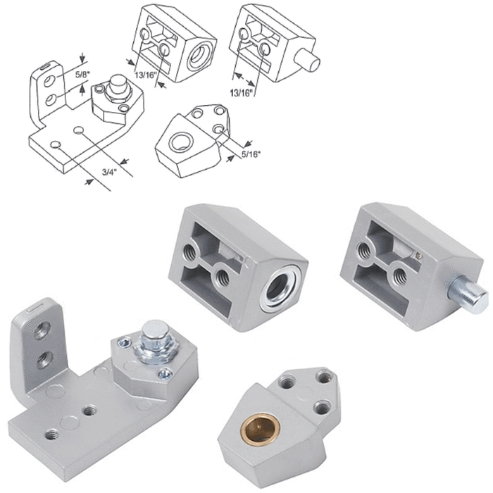 Vistawall Style Commercial Door Pivot Set - Left Silver