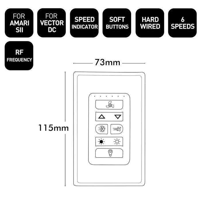 Technical dimensions of Brilliant DC fan wall controller