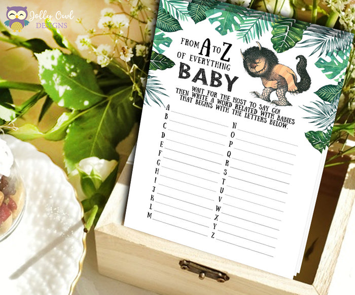 Where The Wild Things Are Baby Shower Games Bundle Set