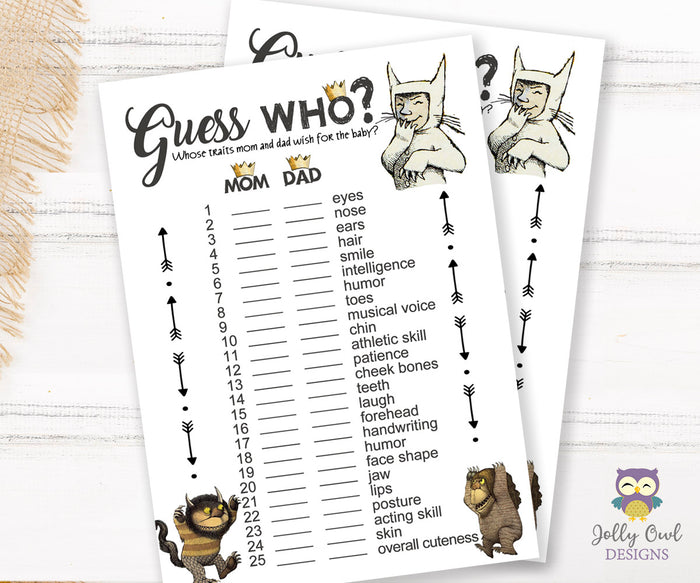 Where The Wild Things Are Baby Shower Games Bundle Set