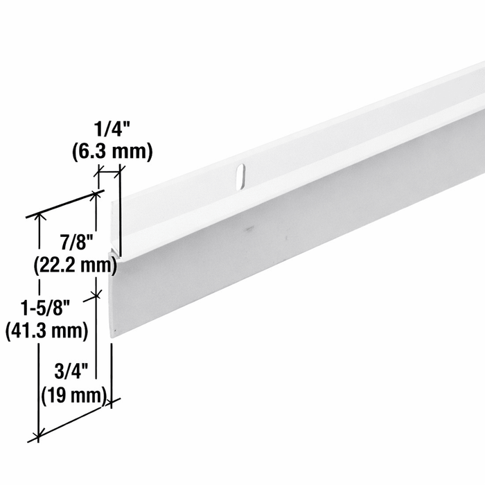 White Aluminum Entry Door Sweep with Vinyl Seal – Bottom Weatherstrip for Exterior Doors - Reflect Window & Door