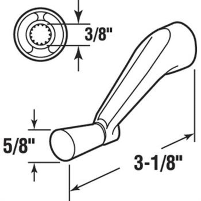 Crank Handle with 3/8" Spline for Andersen Windows - White - Reflect Window & Door