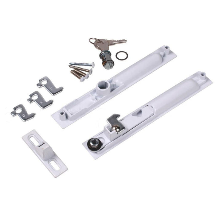 Sliding Glass Patio Door White Non - Keyed Flush Mount Handle Set 6 - 5/8" Screw Holes with 4 Hook Assortment - Reflect Window & Door