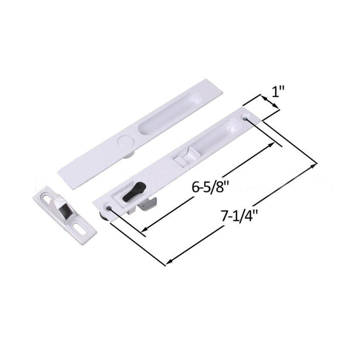 Sliding Glass Patio Door White Non - Keyed Flush Mount Handle Set 6 - 5/8" Screw Holes with 4 Hook Assortment - Reflect Window & Door