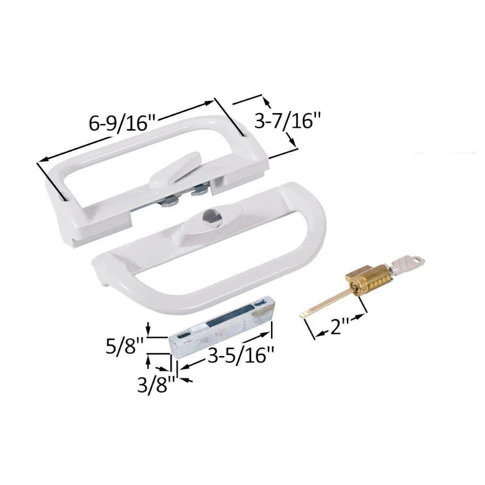 White Sliding Glass Door Security Handle – Keyed Surface Mount - Reflect Window & Door