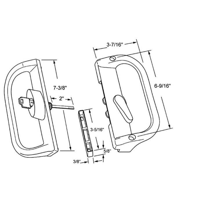 White Sliding Glass Door Security Handle – Keyed Surface Mount - Reflect Window & Door