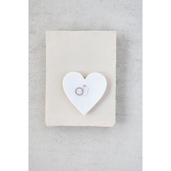 White Marble Heart Dish