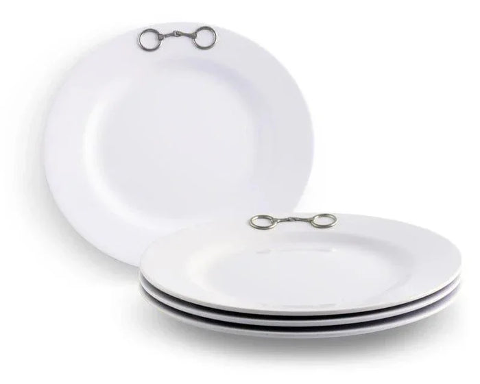 White Melamine 10" Plates w/ Snaffle Bit - Your Western Decor